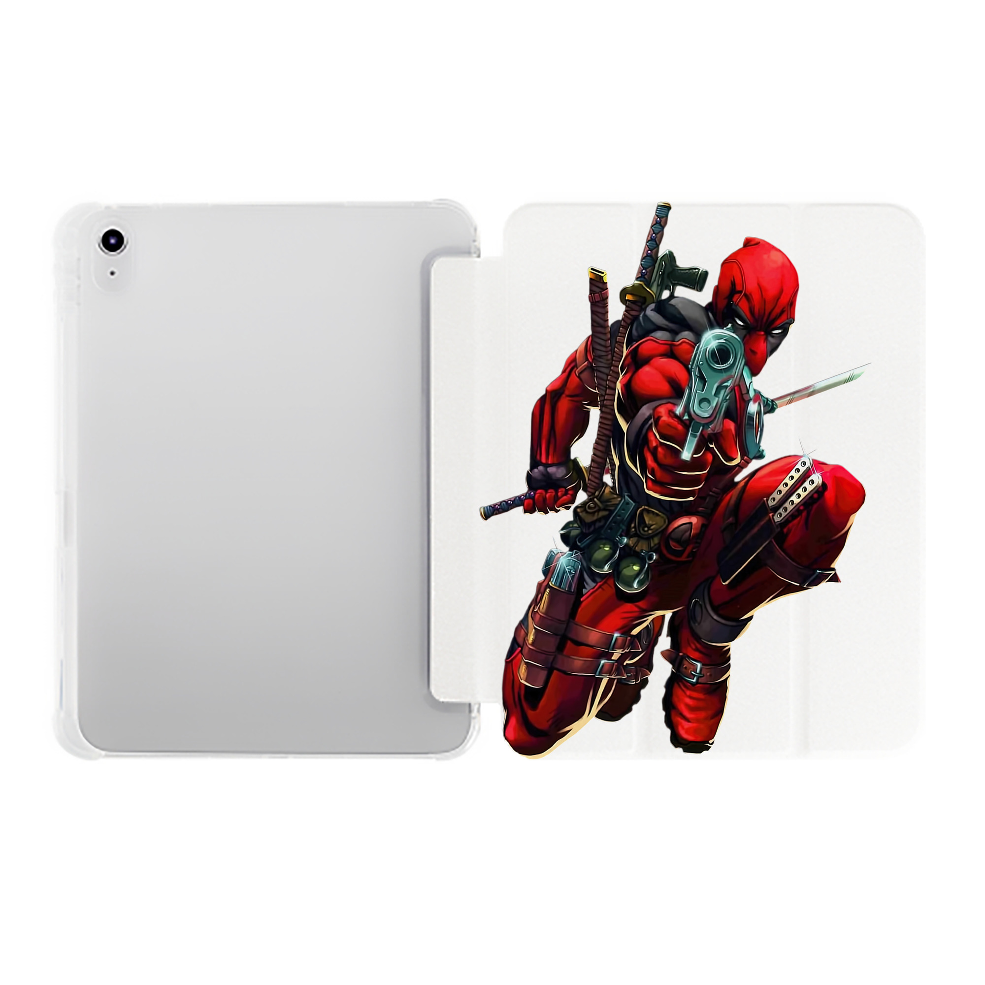 （画像用） Deadpool デッドプール IPad ケース ペン収納付き 三つ折りスタンド PUレザー×シリコン 対応機種9.5/10.5/10.9インチ